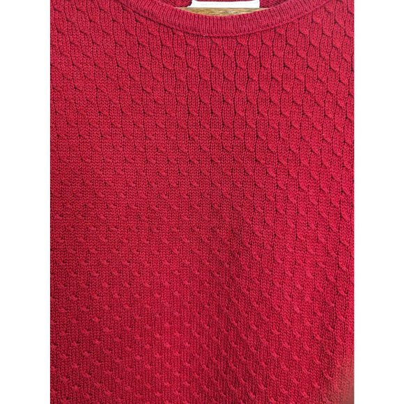 Talbots 2 Pc Set Red Cable Knit Top Cardigan Cotton Blend Made in the USA Sz PS - Picture 10 of 14